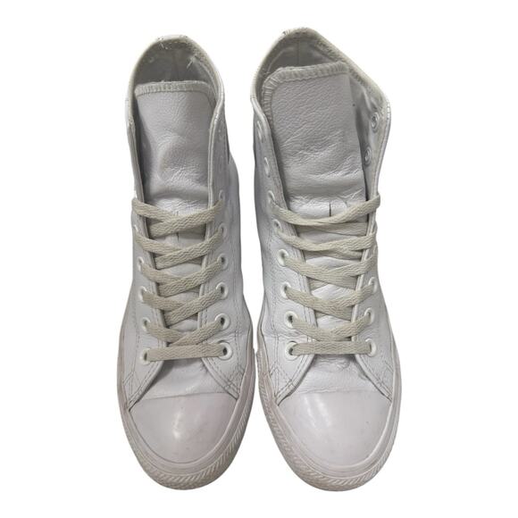 Converse All Star Chuck Taylor Men 7 Women 9 White Leather Hightop Shoe main image 7